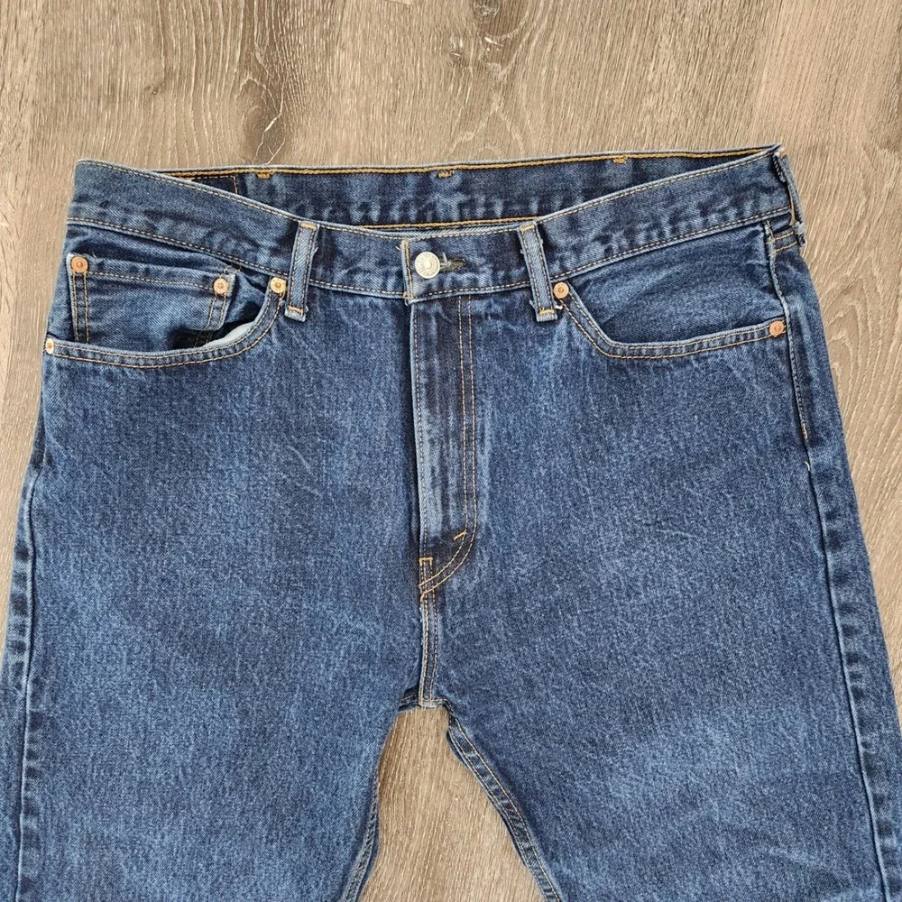 Levis 505 Regular Fit Straight Leg Jeans Blue Denim Mens 38x32